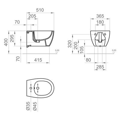  bidet kite bianco lucido sospeso