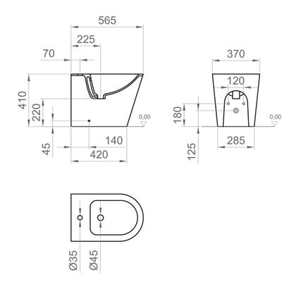 Bidet surf tondo bianco lucido a terra