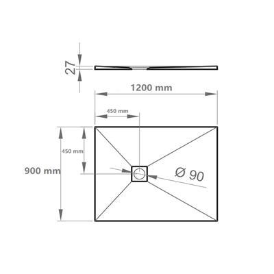 Piatto doccia stone rettangolare 90x120 bianco effetto pietra slim