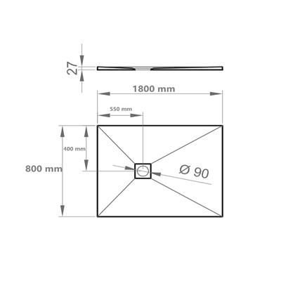 Piatto doccia stone rettangolare 80x180 bianco effetto pietra slim