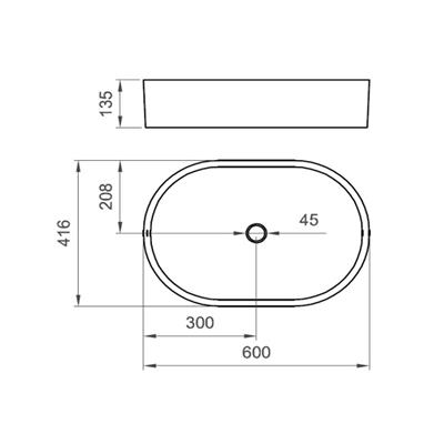 Lavabo da appoggio musa 60x41,6 cm in ceramica bianco opaco