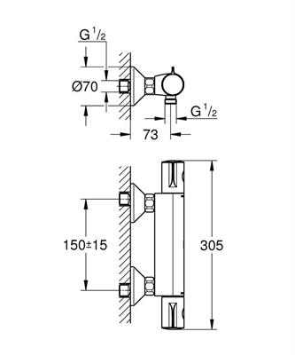 Miscelatore doccia esterno grohe grohtherm 800 34558000 termostatico