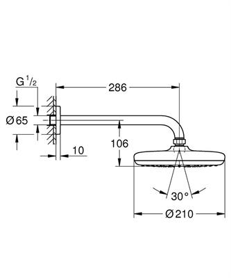 Set soffione doccia grohe tempesta 210 mono cromato