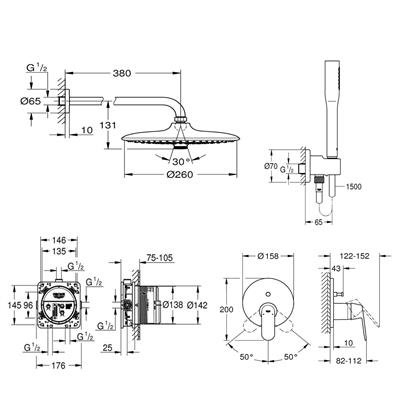 Set doccia grohe euphoria 260 a 3 getti cromato