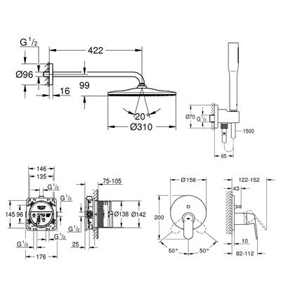 Set doccia grohe rainshower euphoria 310 mono cromato