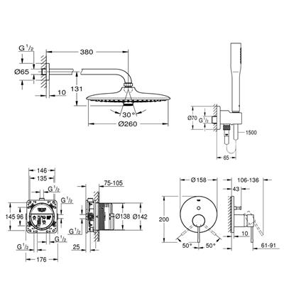 Set doccia grohe euphoria essence 260 a 3 getti cromato