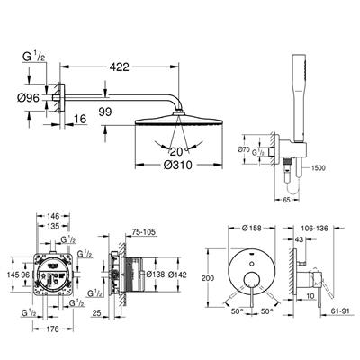 Set doccia grohe rainshower euphoria 310 mono cromo