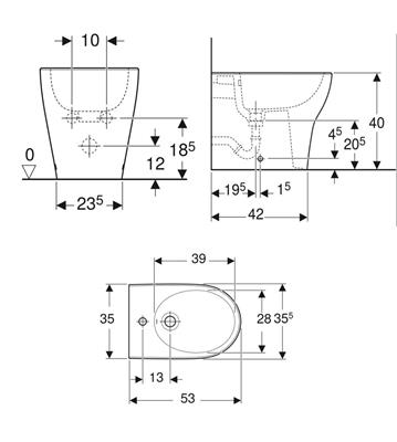 Coppia sanitari vaso bidet e coprivaso rallentato geberit selnova premium a terra rimfree