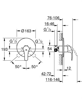 Miscelatore doccia incasso grohe eurosmart 33556002 cromato