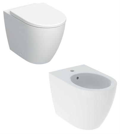 Coppia sanitari vaso bidet e coprivaso rallentato geberit icon a terra rimfree